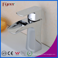 Fyeer Chrome Plated Simple Waterfall Single Handle Wash Basin Brass Faucet Water Mixer Tap Wasserhahn